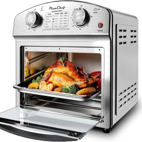 Stainless Steel 12.5 Qt Air Fryer, Dual Knob Control, 60-Min Timer, Presets For French Fries, Pizza, Chicken, Fish, And Toast Sleek Design, Healthy Co