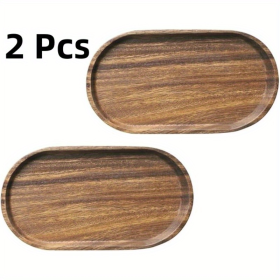 2pcs LDQ Elegant Wooden Serving Tray - Japanese Style, Space-saving Design, Perfect For Home Decor And Kitchen Accessories - Prohibited For Sale On Th