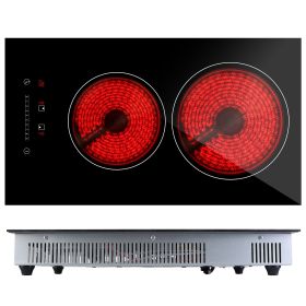 1Pc Dual Induction Burners Electric Cooktop 110V Total 1900W Electric Stove Built In Electric Ceramic Stove With Timer Setting 9 Firepower Levels Over