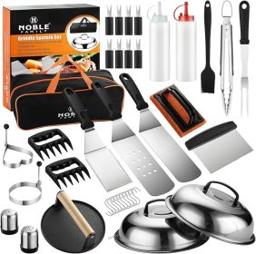 38PCS Griddle Accessories Kit, Professional Grill Tools Set For Outdoor Barbecue, Stainless Steel Griddle Spatula Set With Tongs, Smash Burger Press,