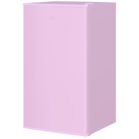 HOMCOM 3.2 Cu.Ft Mini Fridge with Freezer, Single Door Compact Refrigerator with Adjustable Thermostat, Reversible Door, Pink