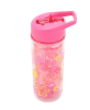 Your Zone 14 oz Flower Double Wall Insulated Plastic Water Bottle with Lid and Straw