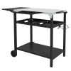 Outsunny BBQ Island: Black Outdoor Kitchen Cart with Stainless Steel Top, Dual Shelves for Culinary Adventures|