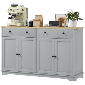 HOMCOM Modern Sideboard, Buffet Cabinet with Storage Drawers, Adjustable Shelves for Living Room, Dining Room, Entryway, Gray