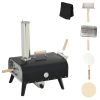 Outsunny Pellet Wood Fired Pizza Oven, Outdoor Pizza Maker with 12" Rotating Stone, Peel and Waterproof Cover, Black