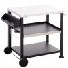 Outsunny Grill Cart Table Outdoor, 3-Shelf Stainless Steel, Pizza Oven Stand, Black with BBQ Wheels & Side Handle