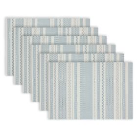 Set of 6 Reversible Placemats â€“ 12"x18", PVC & Polyester Blend, Non-Slip, Heat & Tear Resistant, Washable