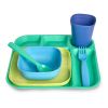 24-Piece Plastic Kids Dinnerware Set â€“ Blue, Teal, Yellow & Navy, BPA-Free, Dishwasher Safe