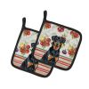 Beauceron Vegetables Pair of Pot Holders Pair 7.5x7.5 Quilted Insulated Hot Pads Decorative Kitchen Gift Made in USA
