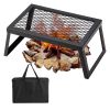 Folding bonfire barbecue grill, heavy-duty steel mesh grille, 18-inch portable camping grille above the fire pit