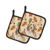 Fawn Bearded Collie Heirloom Fall Pair of Pot Holders Pair 7.5x7.5 Quilted Insulated Hot Pads Decorative Kitchen Gift Made in USA