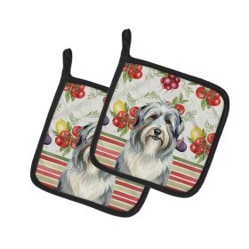 Bearded Collie Vegetables Pair of Pot Holders Pair 7.5x7.5 Quilted Insulated Hot Pads Decorative Kitchen Gift Made in USA
