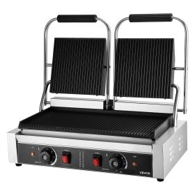 Commercial Panini Grill, 3600W Electric Sandwich Panini Maker, Stainless Steel Double Sandwichs Press with Handle and Temp Control