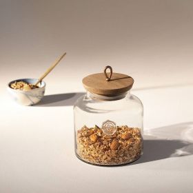 Madin Glass Jar with Wooden Lid - Elegant Storage Container for Kitchen & Home-700ml