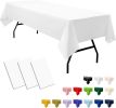 3-Pack Premium Plastic White Tablecloth Disposable 54" x 108" Rectangle Table Cover Party PEVA Table Cloths for Parties Birthday Wedding Engagement Ba