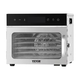 VEVOR Food Dehydrator Machine, 6 Stainless Steel Trays, 400W Electric Food Dryer with Adjustable Temperature & 24-Hour Timer, Freeze Dryer for Jerky