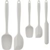Food Grade Silicone Rubber Spatula Set, 5 Pcs BPA-Free Kitchen Cooking Baking Mixing Utensil Sets, High Heat Resistant Non Stick Dishwasher- Khaki