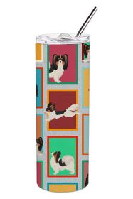 Lots of Tricolor Papillon Stainless Steel Skinny Tumbler Vacuum Double Walled Reusable Insulated Tumbler Travel Cup for Coffee Cocktails Gift with Lid