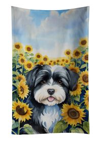 Havanese in Sunflowers Kitchen Towel Dish Cloths Guest Hand Towel Decorative Bathroom Towel for Face,Tea, Dishcloth, Kitchen and Bath