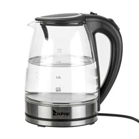 [Old Code: 93541003] ZOKOP HD-1857-A 110V 1200W 1.8L Electric Glass Kettle US Plug