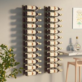 Wall Mounted Wine Rack for 24 Bottles 2 pcs Gold Iron