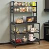 5-Tier Kitchen Bakers Rack with Hutch, Industrial Microwave Oven Stand, Free Standing Kitchen Utility Cart