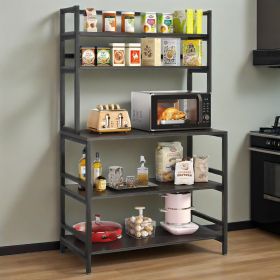 5-Tier Kitchen Bakers Rack with Hutch, Industrial Microwave Oven Stand, Free Standing Kitchen Utility Cart