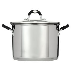 8-Quart Gourmet Stainless-Steel Covered Stock Pot with Lock and Drain