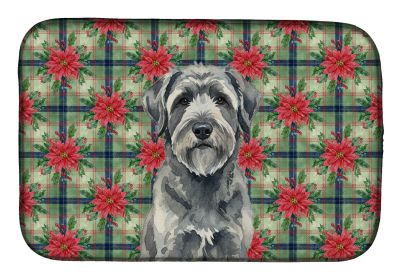 Gray Bouvier des Flandres Christmas PoinsettIas Dish Drying Mat Absorbent Dish Drying Mat Pad for Kitchen Counter Dish Drainer Mat for Countertop