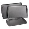 3pc Carbon Steel Nonstick Cookie Sheet Bakeware Set, 11" x 17", 10" x 15", 9" x 13", Gray