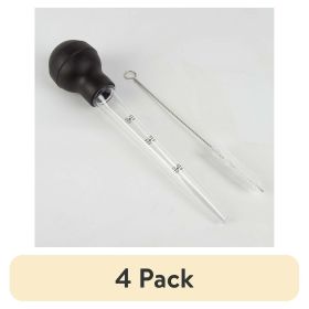 (4 pack) Plastic 10.8" Meat Baster with Cleaning Brush Features Dual Measurement Marks 1 ounce Volume