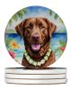 Chesapeake Bay Retriever Luau Large Sandstone Coasters Pack of 4 Absorbent Round Coasters Decor Gifts for Men or Women, 4 in, Multicolor