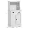 HOMCOM Microwave Storage Cabinet with Drawer and Adjustable Shelf, Kitchen Microwave Stand with Storage, White