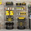 5 Tier Storage Rack Silver Gray Rectangular Metal Shelving Unit Heavy Duty Carbon Steel Organizer Adjustable Utility Shelf for Garage Kitchen Pantry B