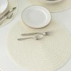 4-Pack Round Woven Polyester Table Placemats â€“ Vanilla, 15" Diameter, Durable & Easy to Clean