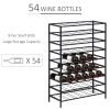 9-Tier Metal Wine Bottle Rack 54 Bottles Freestanding Wine Storage Holder Home Bar Wine Display Stand Cellar Bottle Organizer Black
