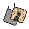 Beauceron Heirloom Fall Pair of Pot Holders Pair 7.5x7.5 Quilted Insulated Hot Pads Decorative Kitchen Gift Made in USA