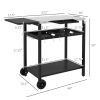 Outsunny BBQ Island: Black Outdoor Kitchen Cart with Stainless Steel Top, Dual Shelves for Culinary Adventures|