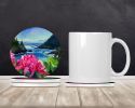 Washington Coast Rhododendrons in Watercolor Large Sandstone Coasters Pack of 4 Absorbent Round Coasters Decor Gifts for Men or Women, 4 in