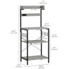 Kitchen Baker's Rack with Power Outlet, Coffee Bar Station with Adjustable Shelves and Hooks, Distressed Grey