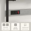 Kitchen Baker's Rack with Power Outlet, Coffee Bar Station with Adjustable Shelves and Hooks, Distressed Grey