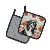 Black Bearded Collie Vegetables Pair of Pot Holders Pair 7.5x7.5 Quilted Insulated Hot Pads Decorative Kitchen Gift Made in USA