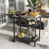 Outsunny BBQ Island: Black Outdoor Kitchen Cart with Stainless Steel Top, Dual Shelves for Culinary Adventures|