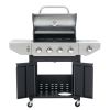 Propane Grill 4 Burner Barbecue Grill Stainless Steel Gas Grill with Side Burner, 46,500 BTU Outdoor Cooking, Patio, Garden Barbecue Grill