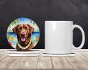 Chesapeake Bay Retriever Luau Large Sandstone Coasters Pack of 4 Absorbent Round Coasters Decor Gifts for Men or Women, 4 in, Multicolor