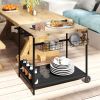 Outsunny Rolling Beverage Cart: Wooden, Outdoor Use, Wheels & Handle for Mobility, Includes Wine & Glass Storage|