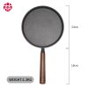 WANGYUANJI Cast Iron Pizza Pan, 9" Uncoated Pancake Skillet for Indoor and Outdoor, Non-Stick Skillet with Wooden Handle, Handmade Pancakes, Pizza