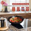 WANGYUANJI 11.8" Carbon Steel Wok Pan, Stir Fry Pans with Glass Lid, No Chemical Coated Iron Wok for Induction, Electric, Gas, Halogen All Stoves