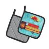 Hot Dog Cart Pair of Pot Holders Kitchen Heat Resistant Pot Holders Sets Oven Hot Pads for Cooking Baking BBQ, 7 1/2 x 7 1/2