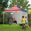 Outsunny 10' x 10' Heavy Duty Pop Up Canopy Tent with Sidewall, UPF50+ Instant Sun Shelter with Storage Pockets, American Flag